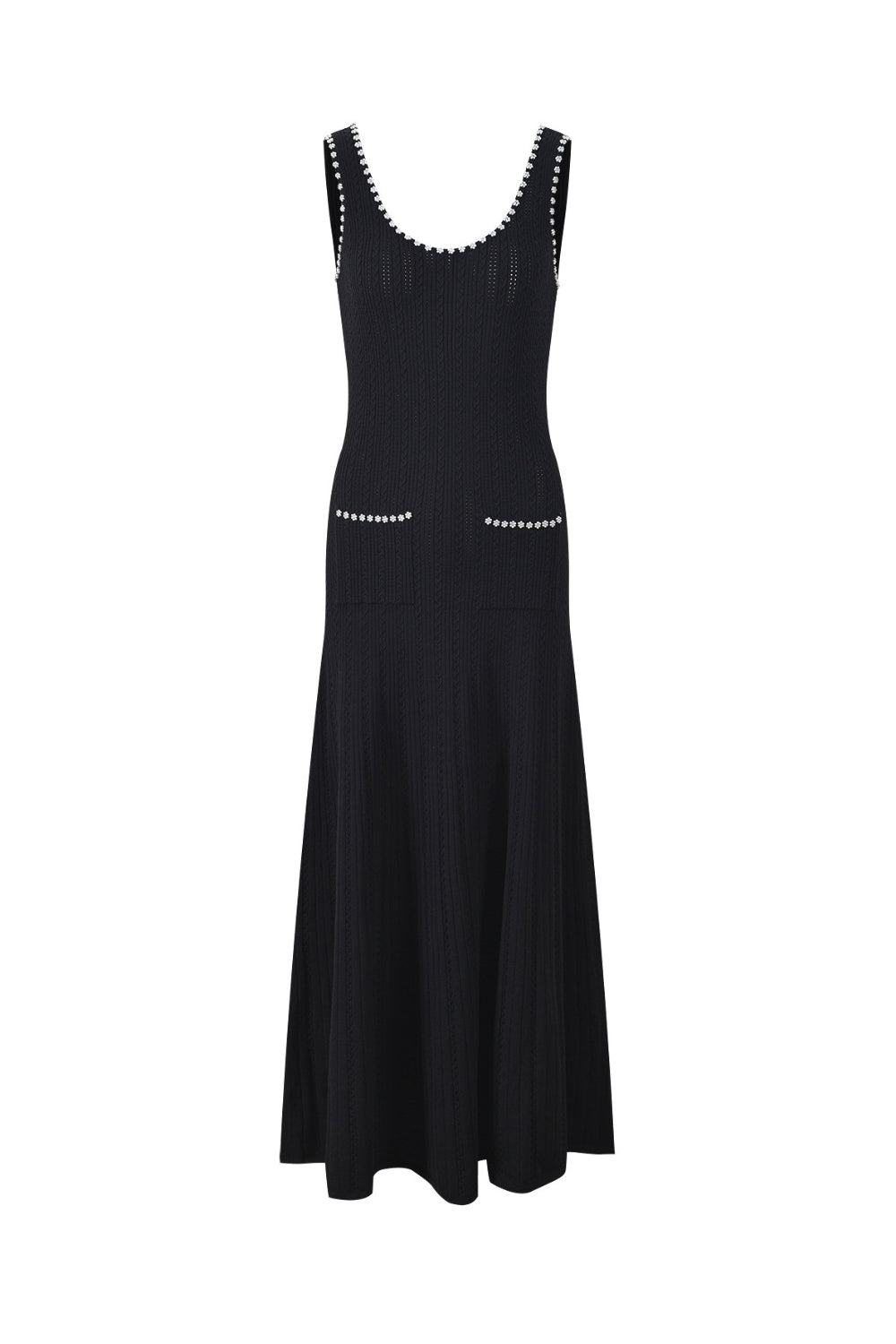 Roberta Beaded Maxi Dress In Black Flowering Girl