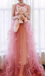 Bathsheba Feather Mesh Maxi Dress Flowering Girl