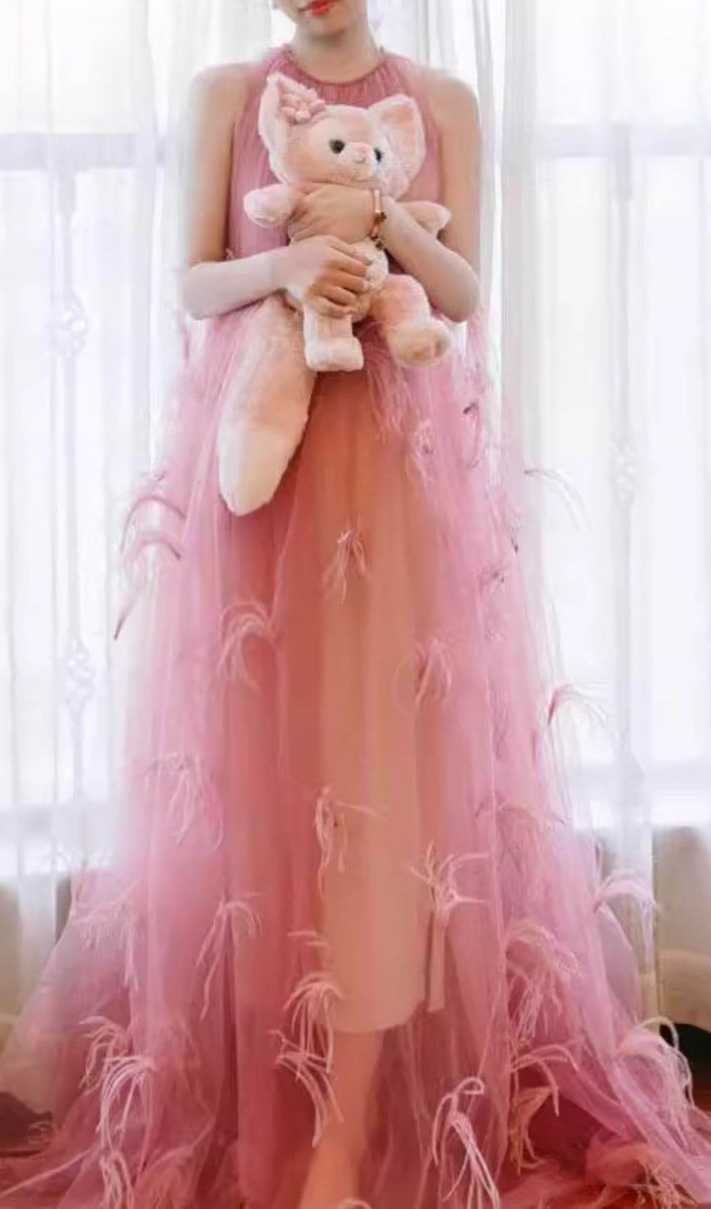 Bathsheba Feather Mesh Maxi Dress Flowering Girl