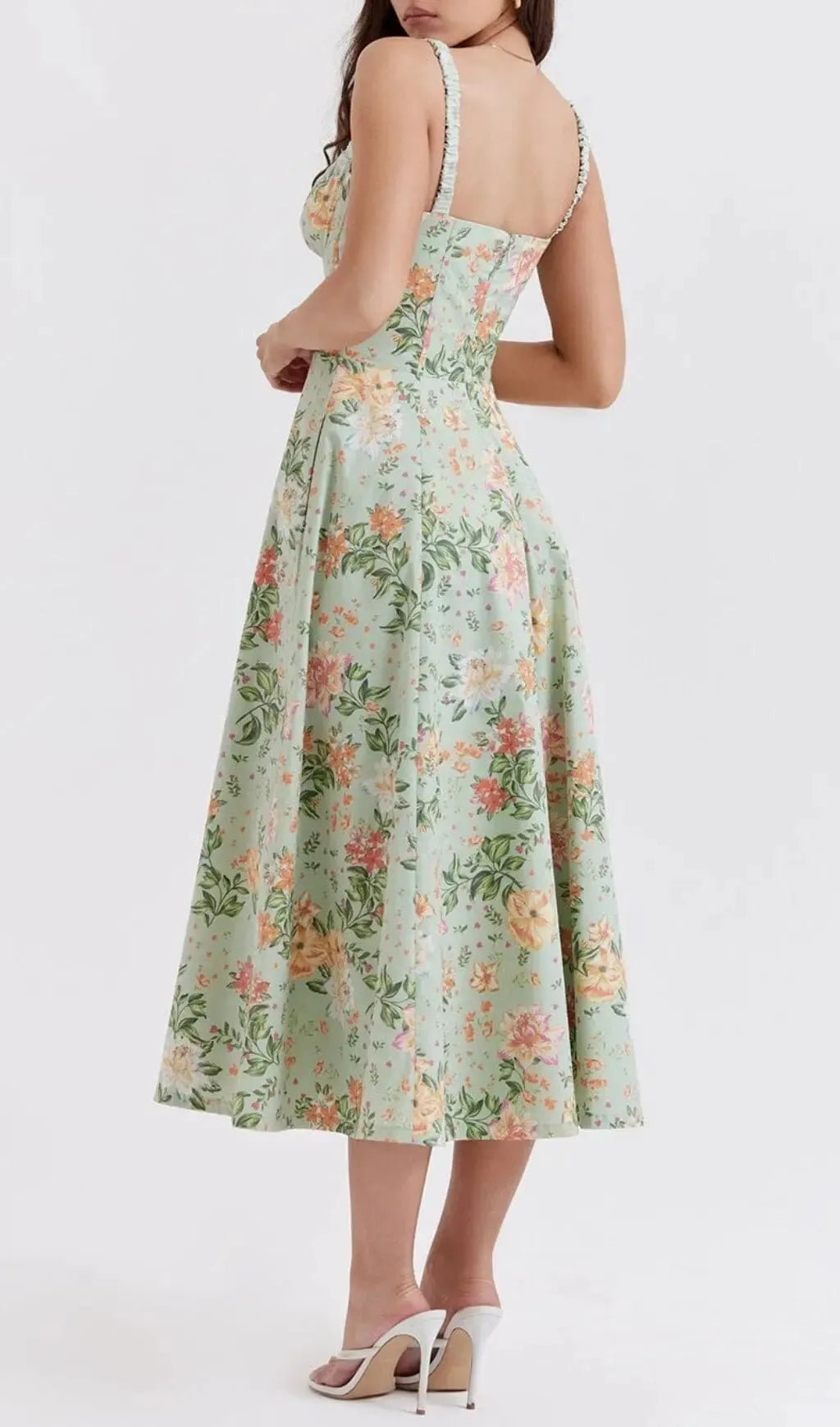 Light Jade Print Bustier Sundress Flowering Girl