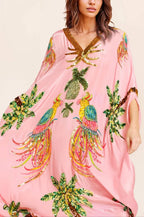 Unique Drop Shoulder Sleeve Coconut Tree Printed Dress Flowering Girl