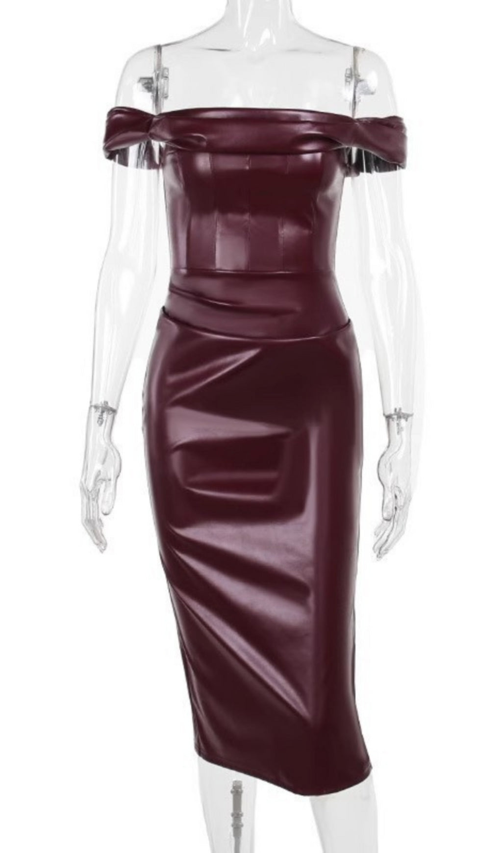 Off Shoulder Ruched Leather Dress Flowering Girl