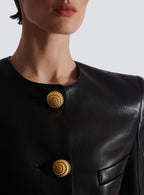 Lambskin Leather Peplum Jacket Flowering Girl