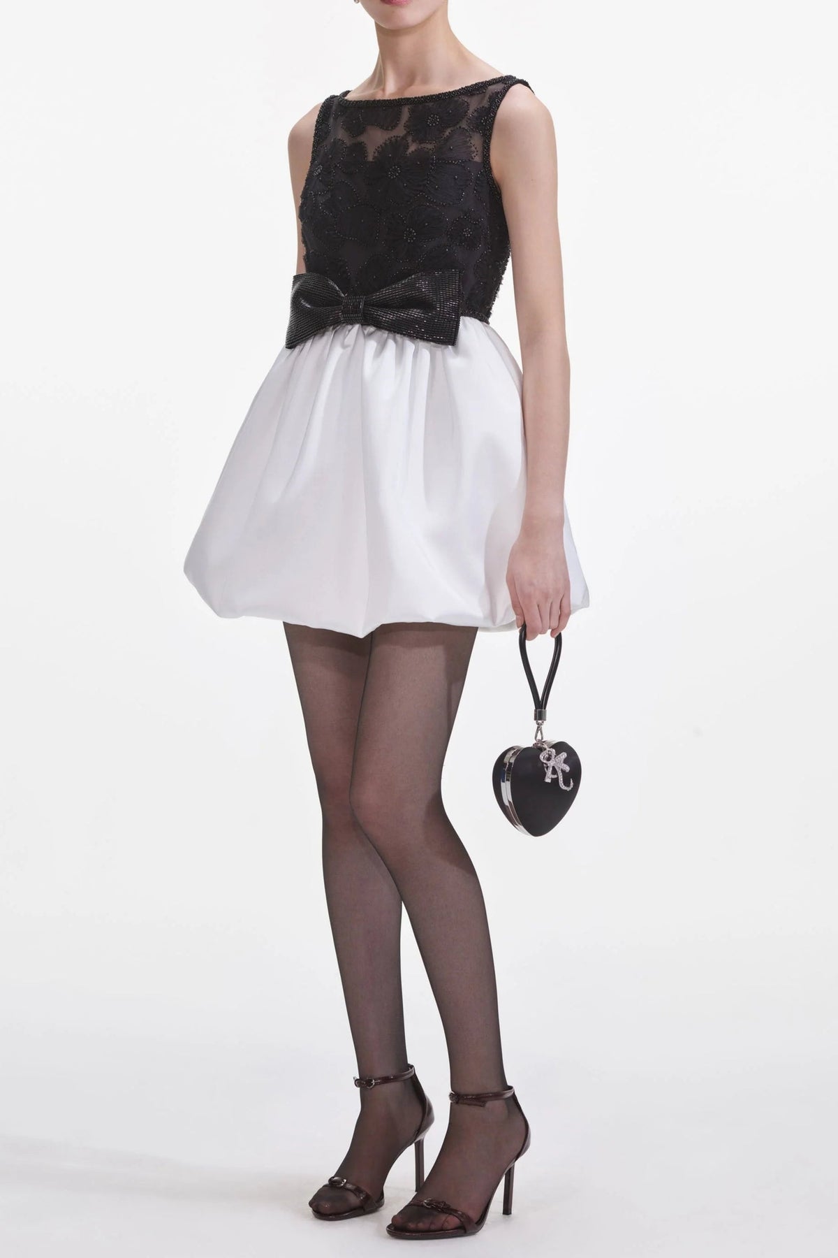 Black And White Tulle Mini Dress Flowering Girl