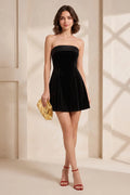 Black Velvet A-Line Strapless Dress Flowering Girl