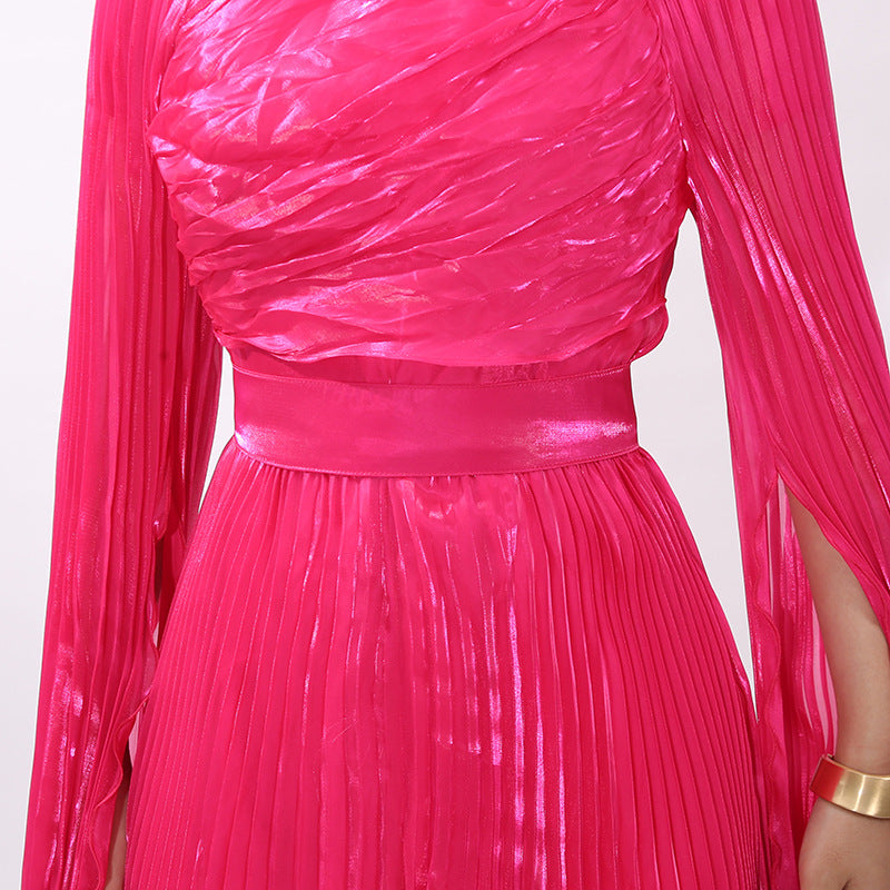 Hodaya Pleated Long Sleeve Maxi Dress Flowering Girl