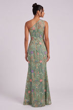 Sage Green Embroidered Tulle Trumpet Gown Flowering Girl