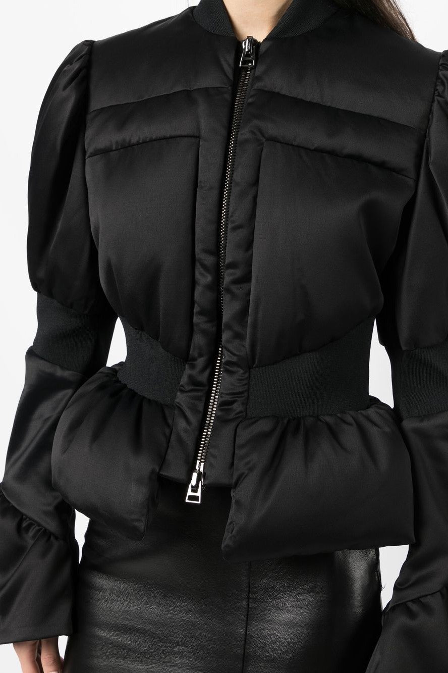 Olive Padded Satin Peplum Jacket Flowering Girl