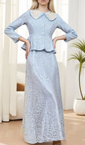 Ilona Blue Long Sleeve Two-Piece Set Flowering Girl