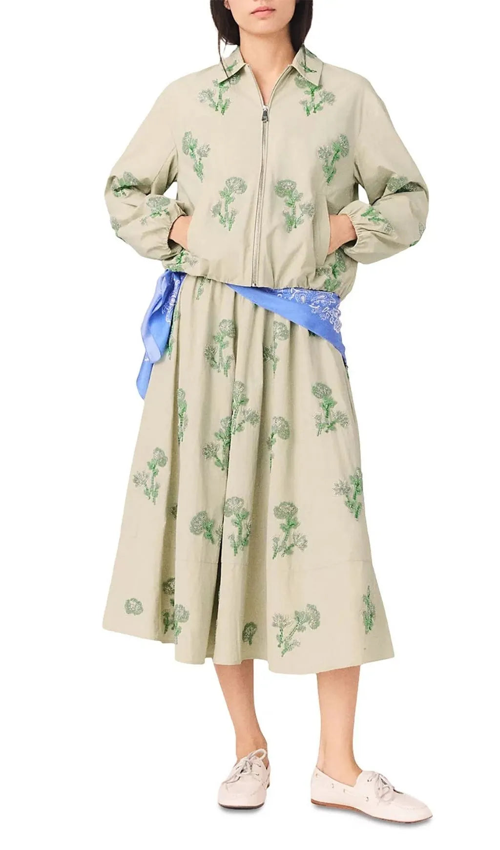 Embroidered Technical Bomber Jacket Flowering Girl