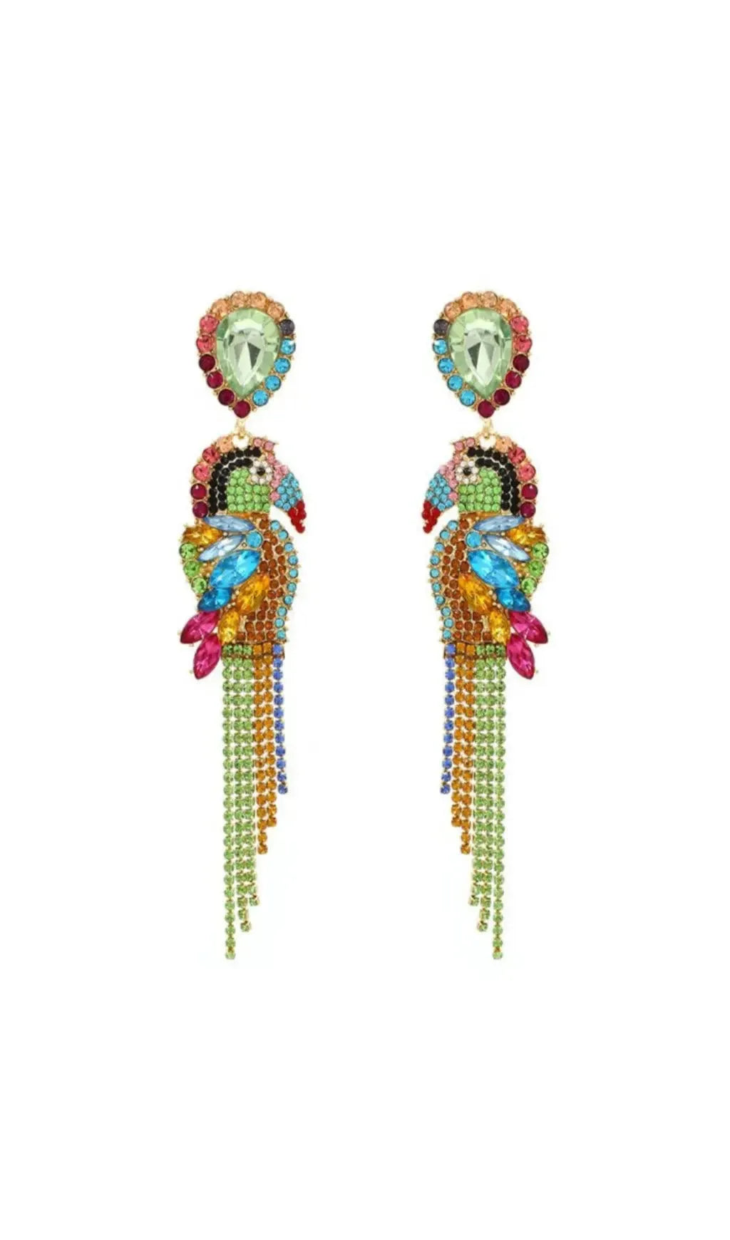 Parrot Diamonate Earrings Flowering Girl