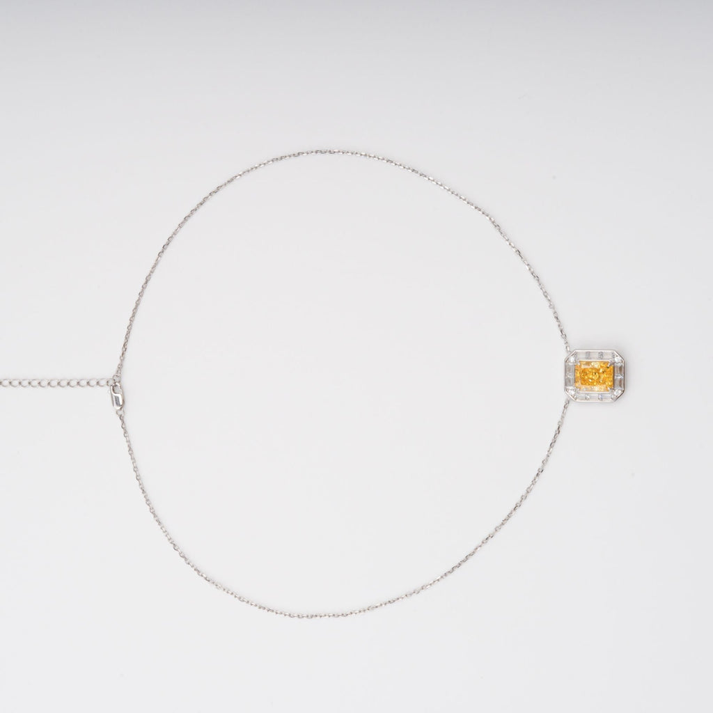 Eini Yellow Square Gemstone Pendant Sterling Silver Necklace Flowering Girl