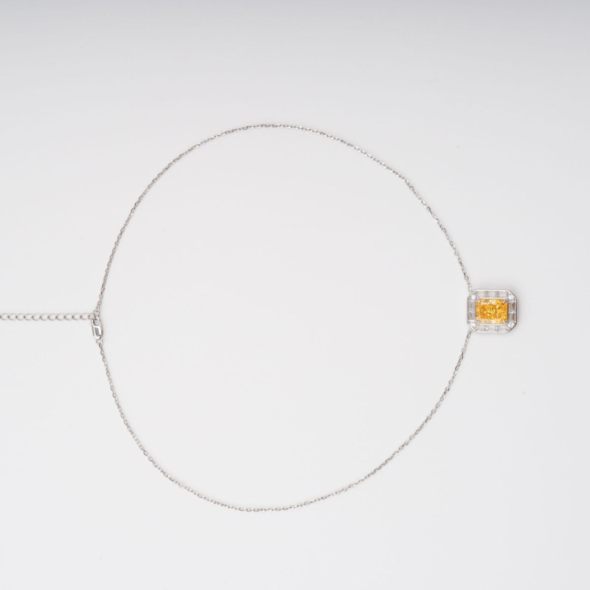 Eini Yellow Square Gemstone Pendant Sterling Silver Necklace Flowering Girl
