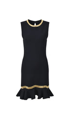 Ophira Metal Chain Trim Knit Short Dress Flowering Girl