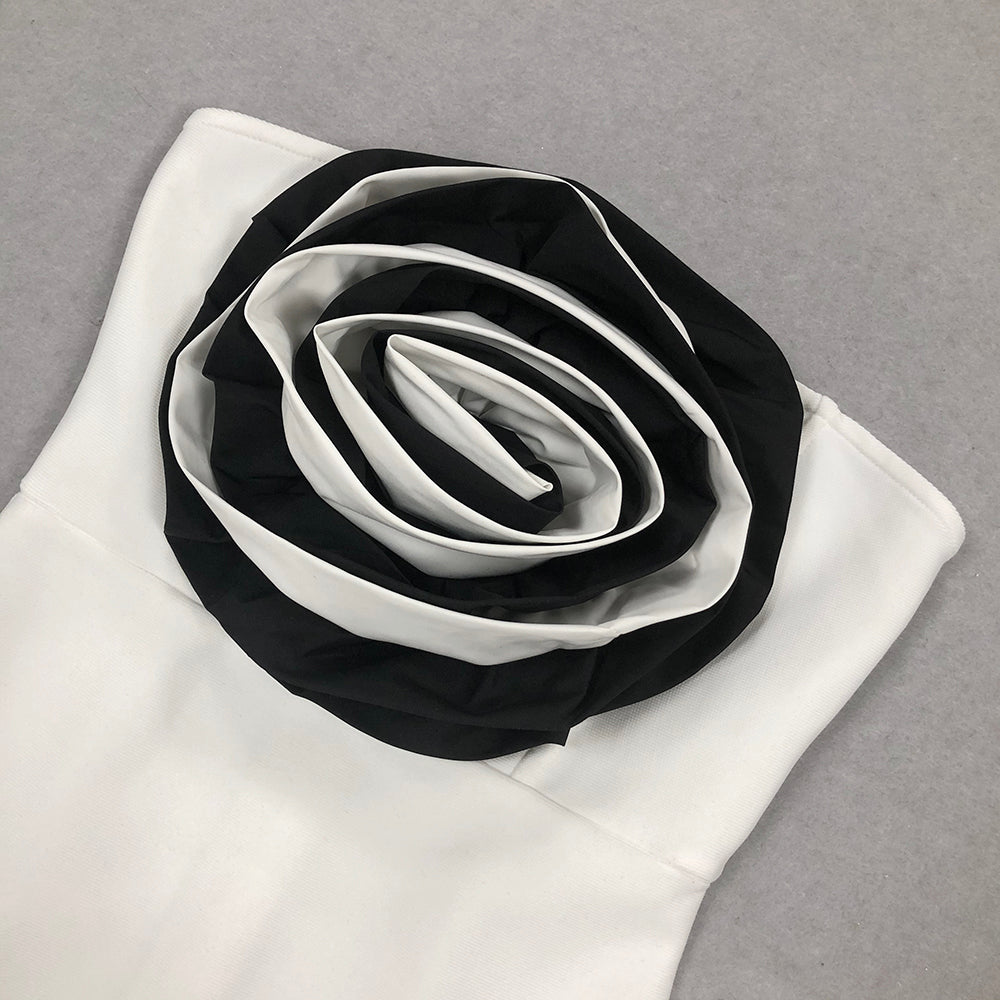 Barra White Flower Maxi Bandage Dress