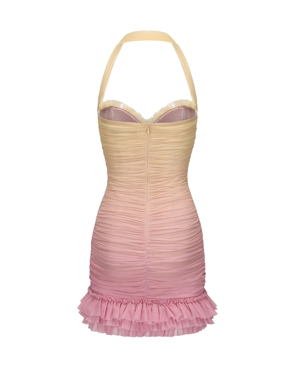 Joyce Pleated Hem Mini Dress In Gradient Yellow Flowering Girl