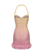 Joyce Pleated Hem Mini Dress In Gradient Yellow Flowering Girl
