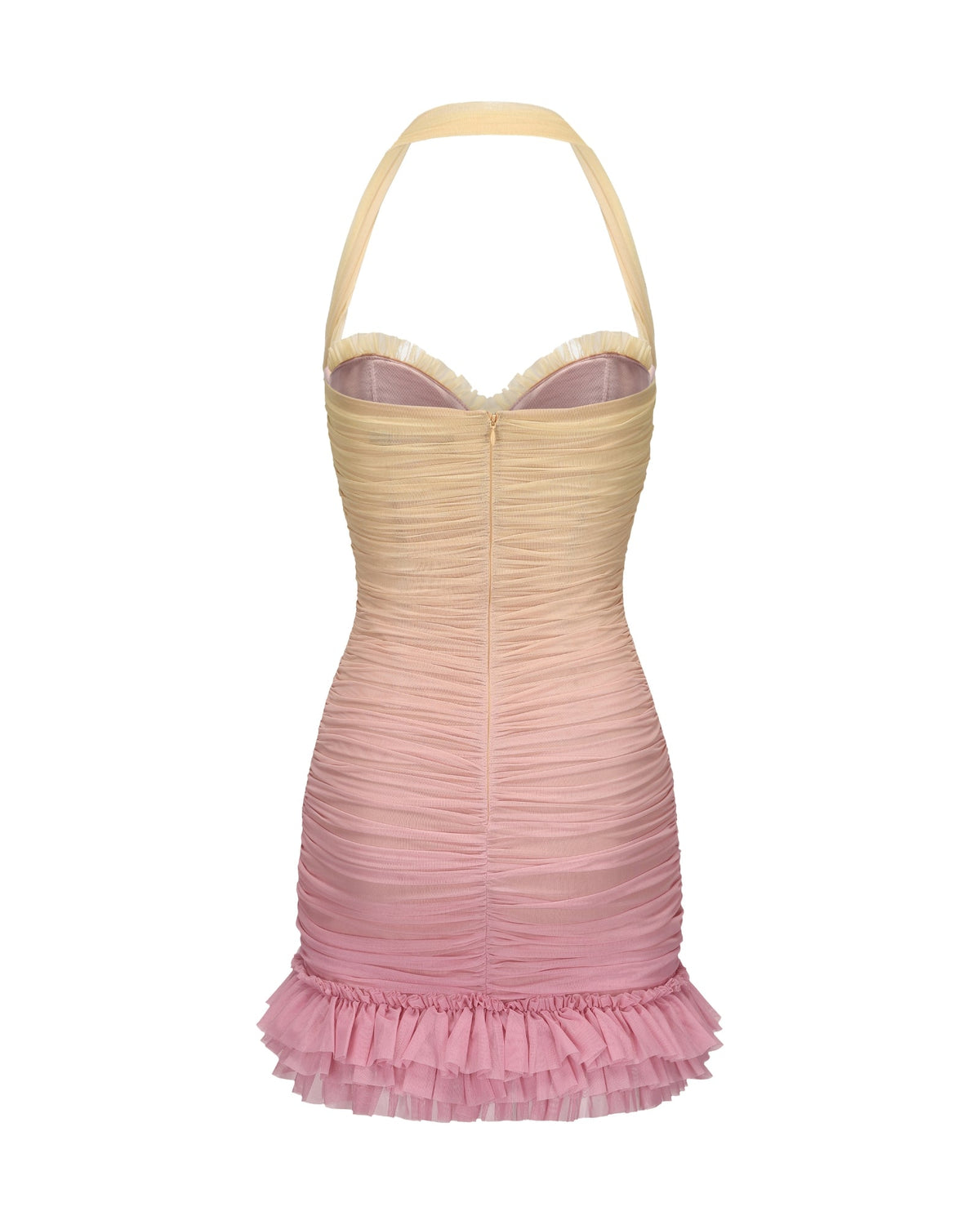 Joyce Pleated Hem Mini Dress In Gradient Yellow Flowering Girl