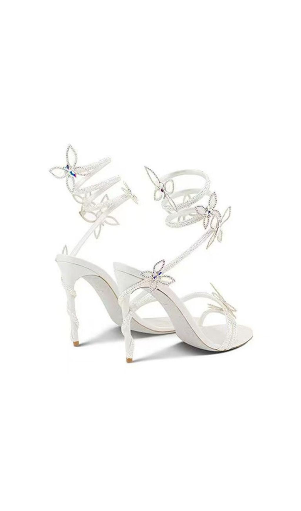Kylia White Diamante Butterfly Heels Flowering Girl