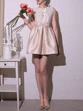 Malha Sleeveless Bow Lace Mini Dress Flowering Girl