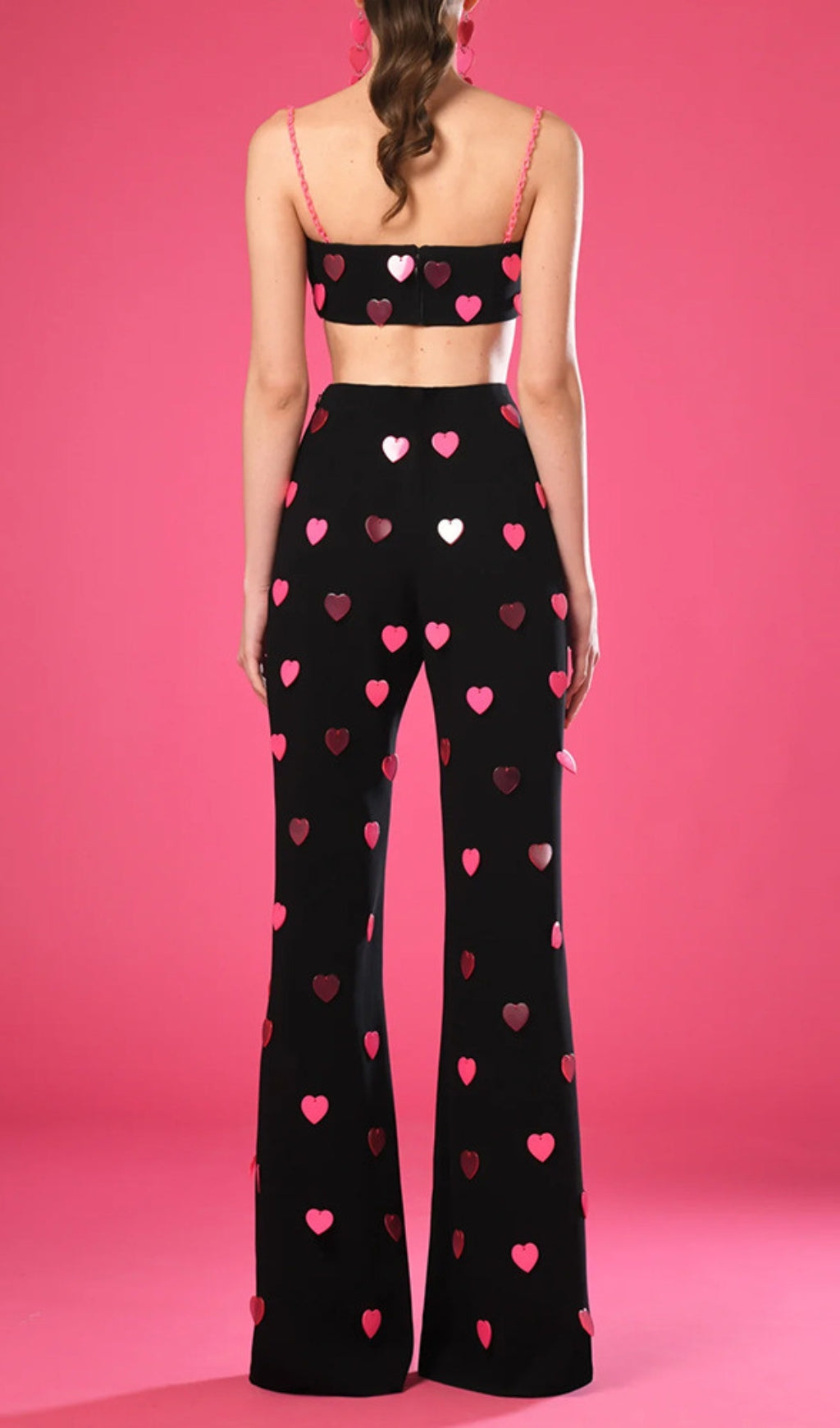 Clovia Pink Heart Embellished Top & Pants Set Flowering Girl