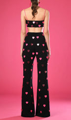 Clovia Pink Heart Embellished Top & Pants Set Flowering Girl