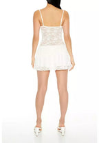 Sheer Lace Bow Mini Dress in white Flowering Girl