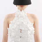 Jezel White Halter Flower Maxi Dress Flowering Girl
