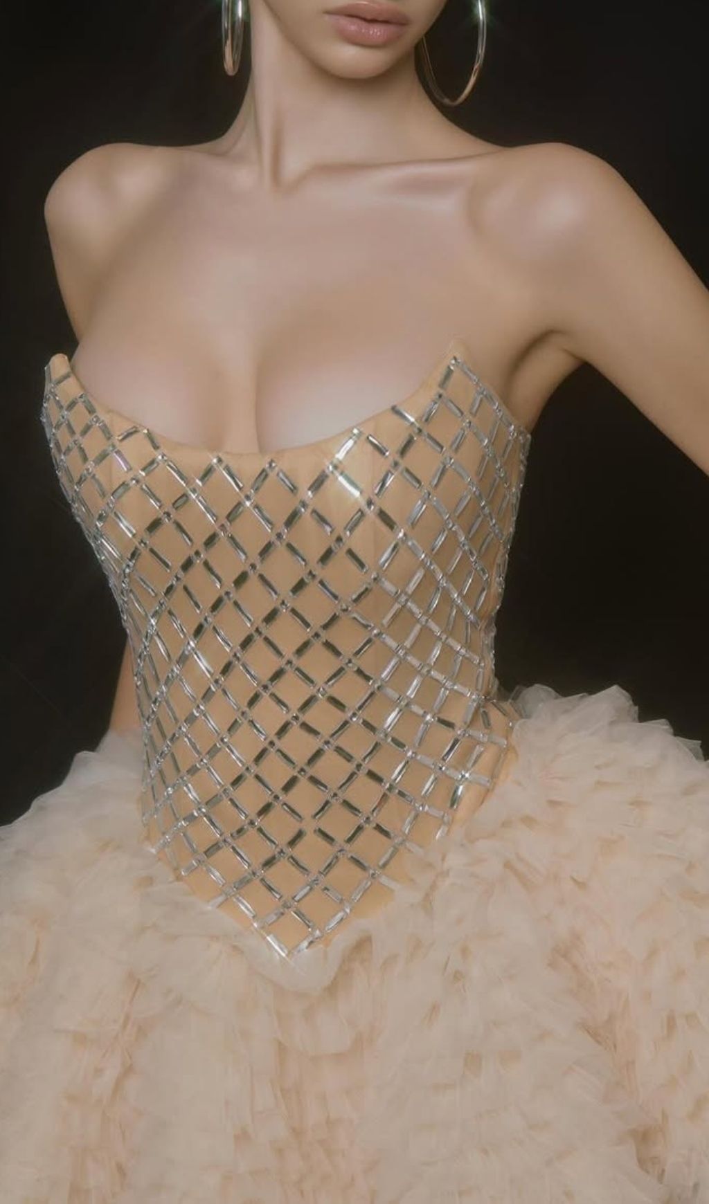 Keli Strapless Crystal Mesh Mini Dress Flowering Girl