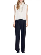 Contrast Ruffle Shirt Flowering Girl