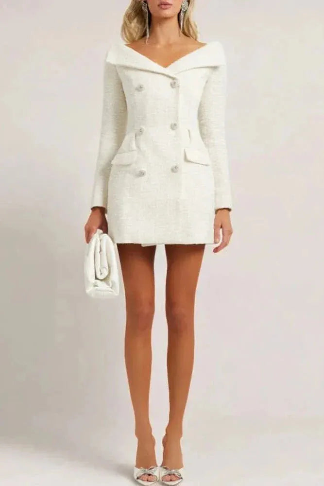 Stephanie White Boucle Blazer Mini Dress Flowering Girl