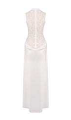 Jazmín White Lace Flower Maxi Dress Flowering Girl