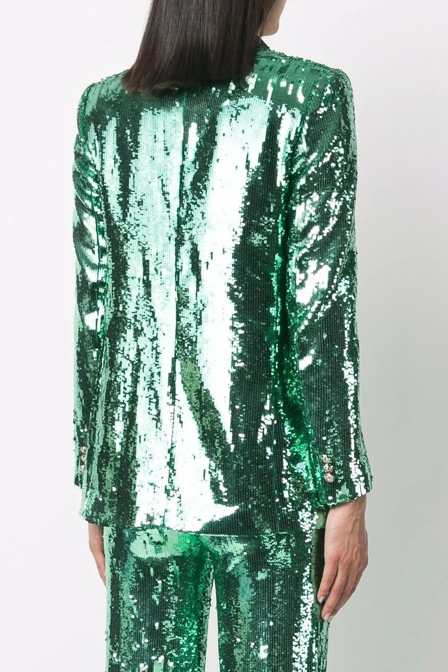 Florence Sequin-Embellished Blazer In Green Flowering Girl