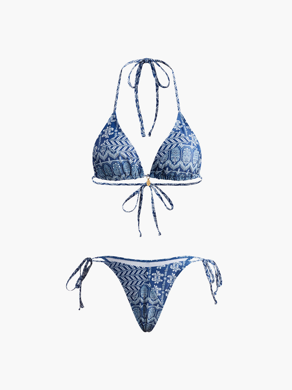 Printed Adjustable Strap Bikini Set Flowering Girl