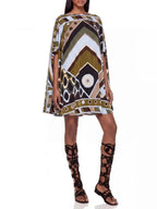 Hylora Raglan Sleeve Geo Printed Mini Dress Flowering Girl