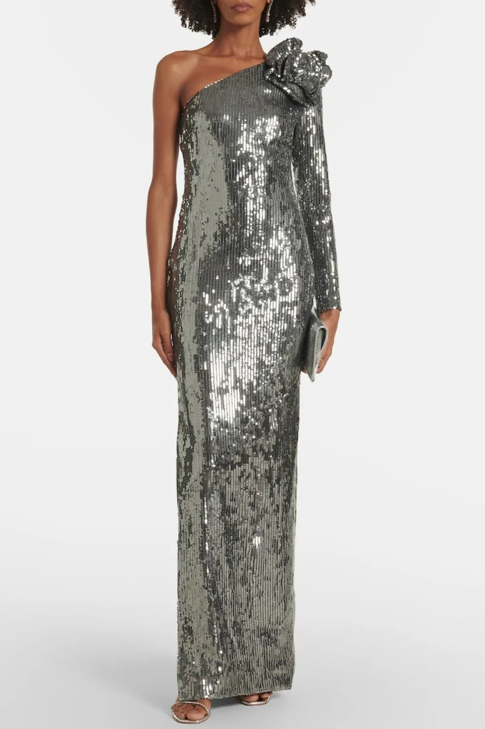 Thirza Floral Sequin One Shoulder Maxi Dress Flowering Girl