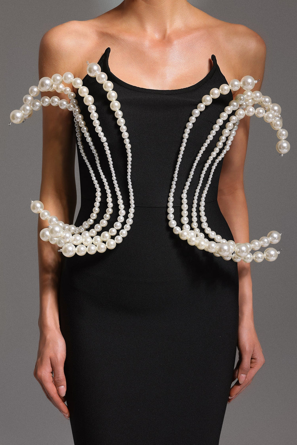 tiffany Pearl Bandage Sleeveless Maxi Dress in black Flowering Girl