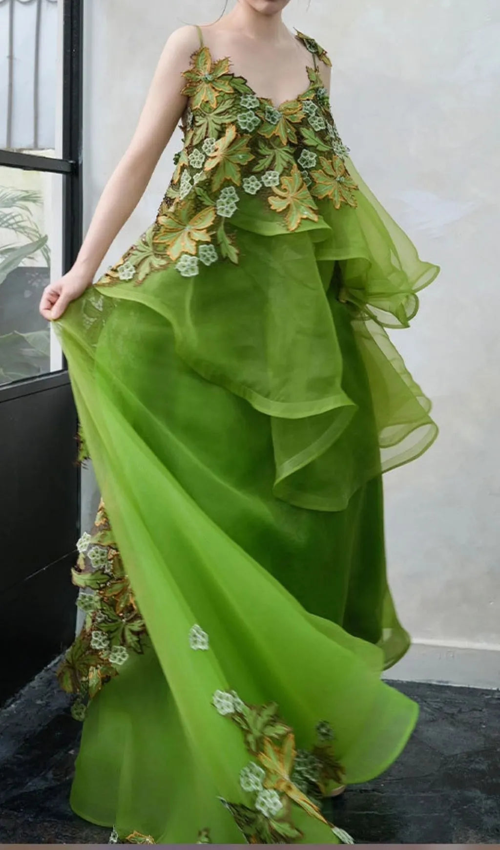 Kenda Green Embellished Maxi Dress Flowering Girl