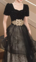 Chisuzu Black Sequin Mesh Maxi Dress Flowering Girl