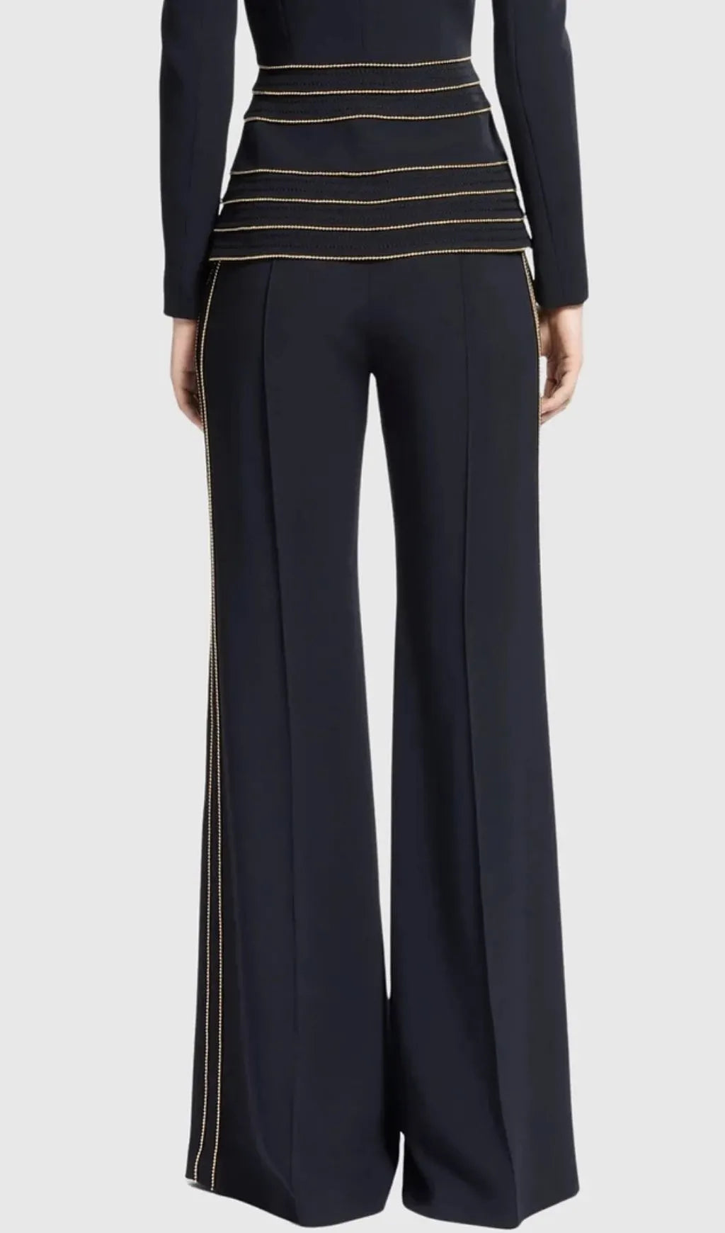 Sandy Trim Embellished Blazer & Pants Set - Black Flowering Girl