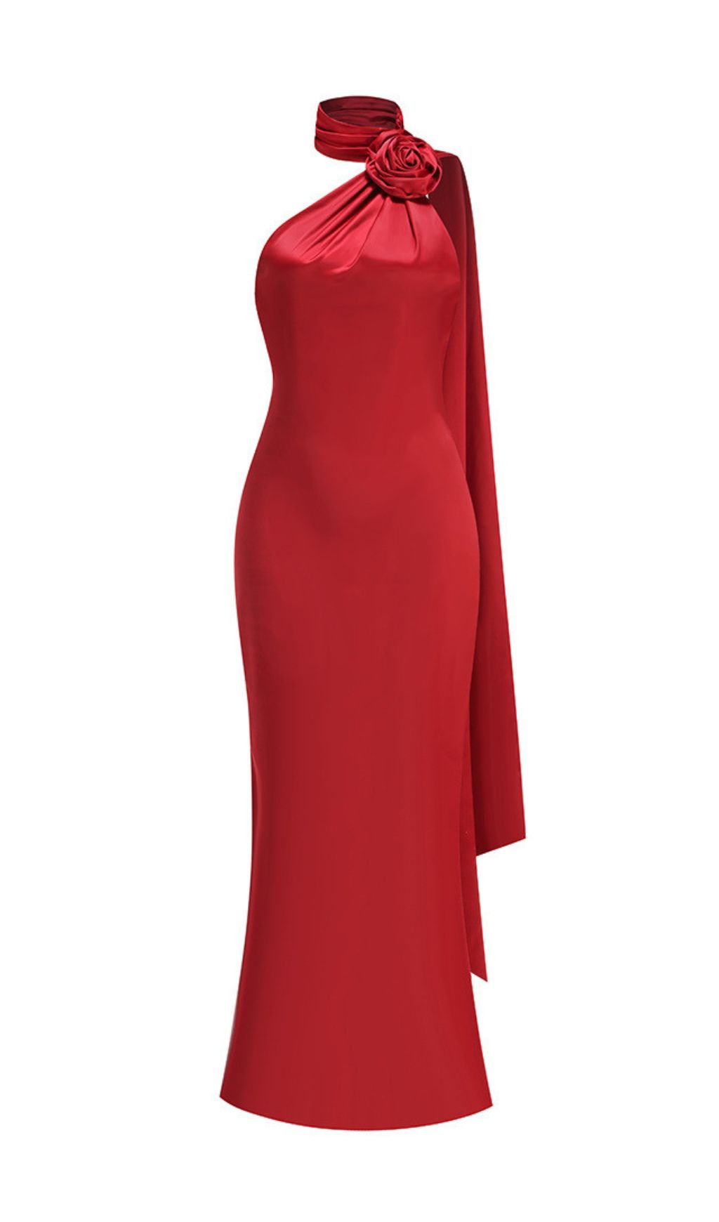 Carmelo Red Flower Halter Maxi Dress Flowering Girl