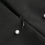 Pearl-Embellished Strapless Gown In Black Flowering Girl
