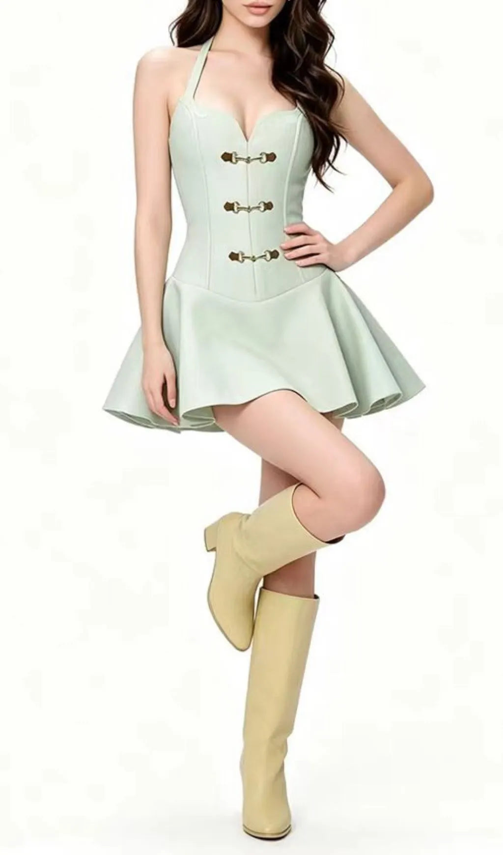 Lilias Green Mini Dress Flowering Girl