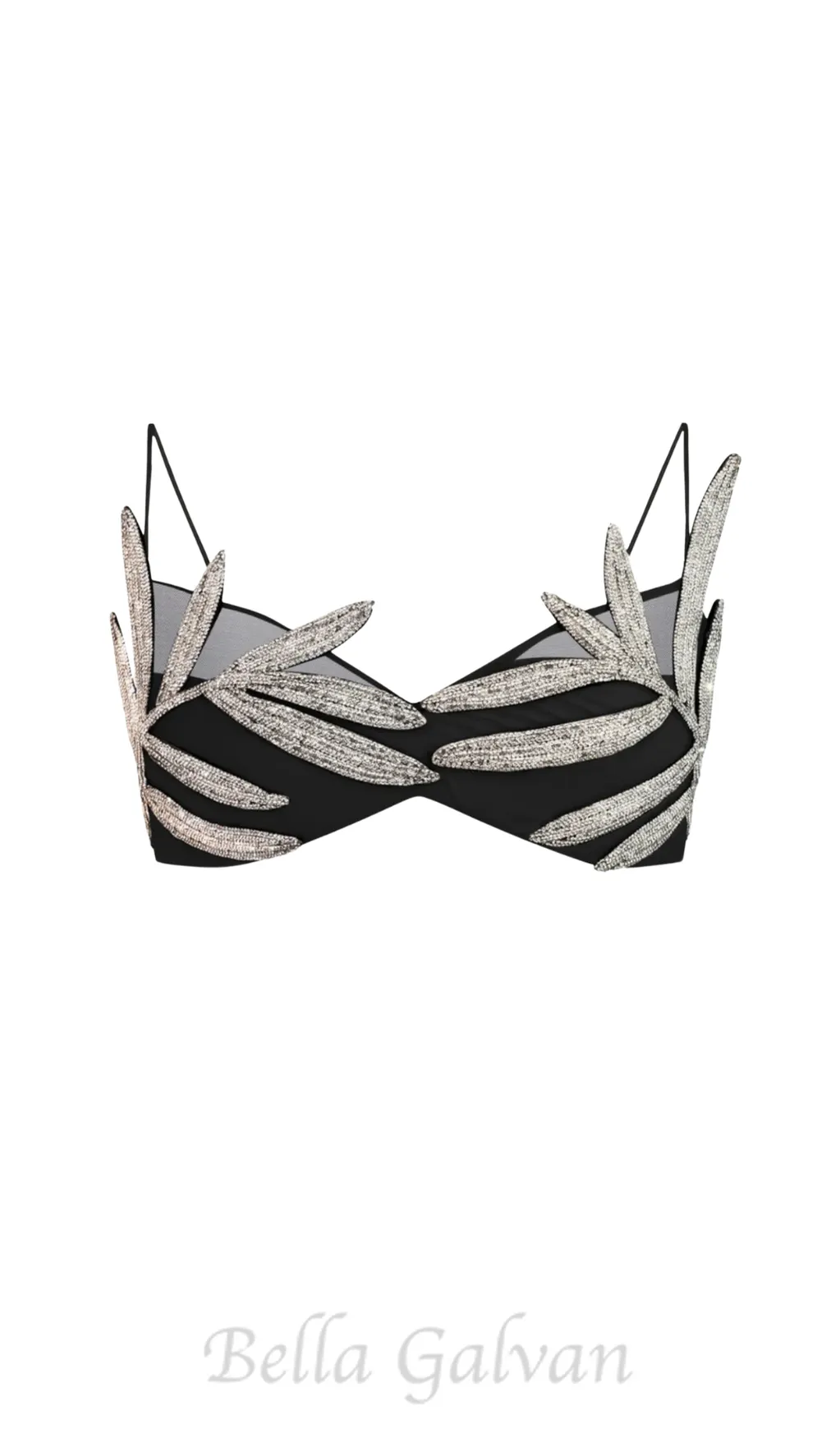Vieby Leaf Crystal Bralette in Black Flowering Girl