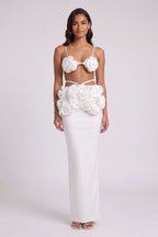 White Fitted Column Two-Piece Set Flowering Girl