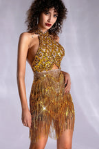Pre-Sale Anthiadi Diamond Cutout Fringe Mesh Dress Flowering Girl