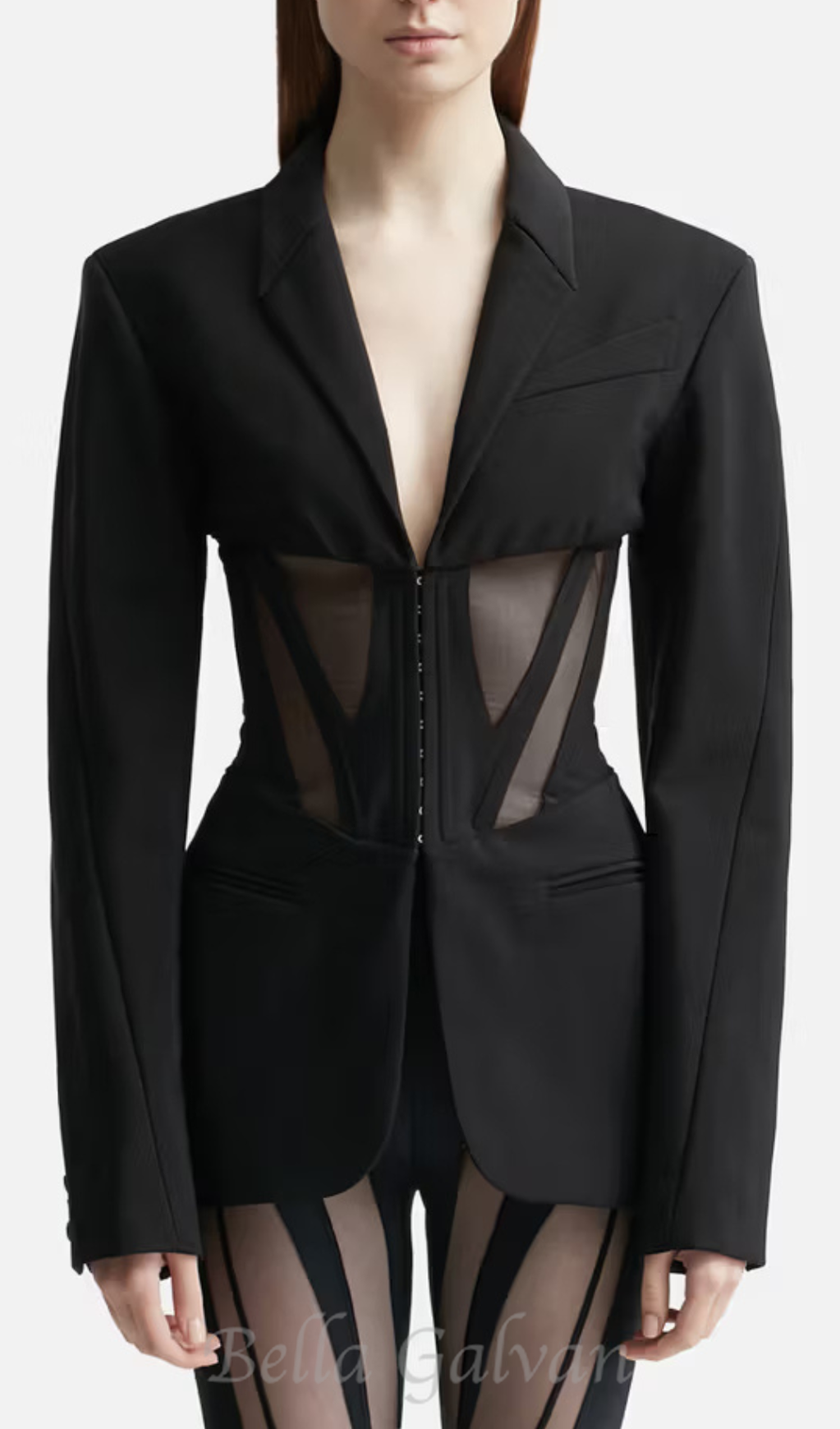 v-neck Corset Jacket in black Flowering Girl