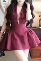 Tiffany Plunge Dot Mini Dress Flowering Girl