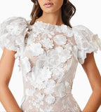 Astraea 3D Lace Maxi Dress In White Flowering Girl