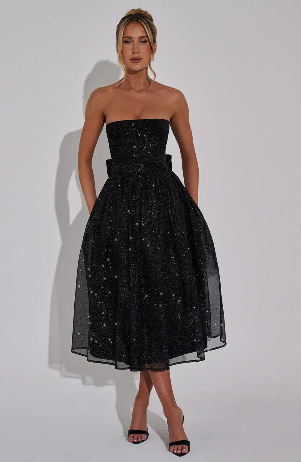Marissa Midi Dress - Black Sparkle Flowering Girl